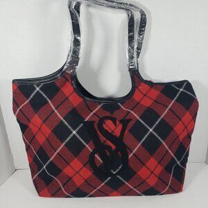 Victoria's Secret Red & Black Plaid Tarton Tote Bag - Brand New with Tags